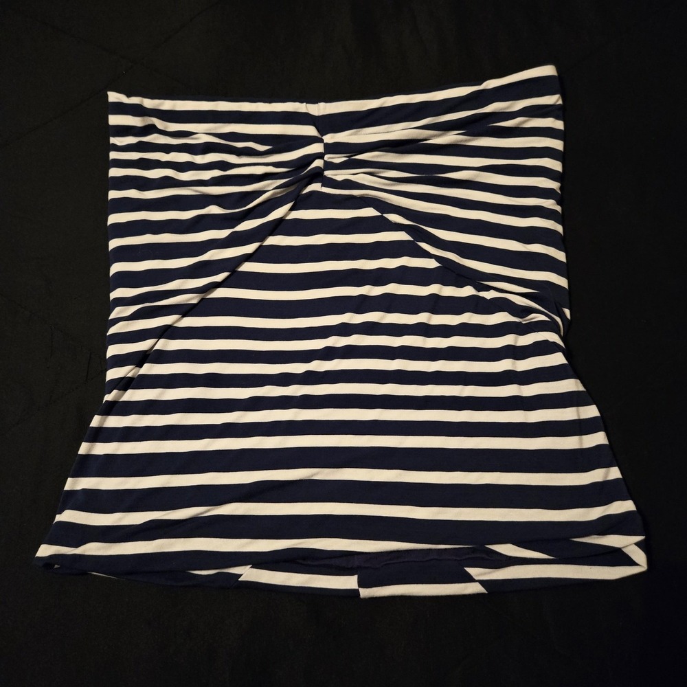 CAbi TubeTop Womensโ L Blue White Stripe Wrap Asymmetrical Jersey Stretch Summer
